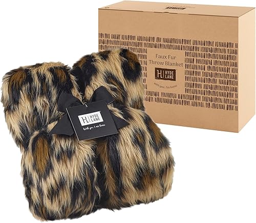 Miniatura 6 de Hyde Lane Manta de piel sintética, mantas de lujo esponjosas de leopardo para el hogar, sofá y cama, abrigo de animal de felpa mullida para