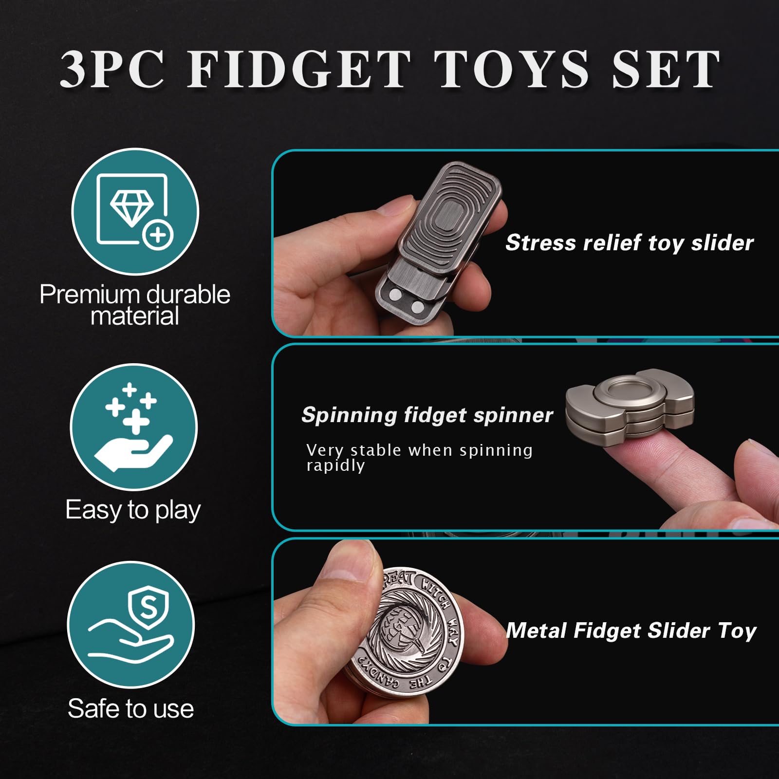 SOWSON Haptic Coin Fidget Slider, juguete de etal para ansiedad con SOWSON Haptic Coin Fidget Slider, juguete de etal para ansiedad con