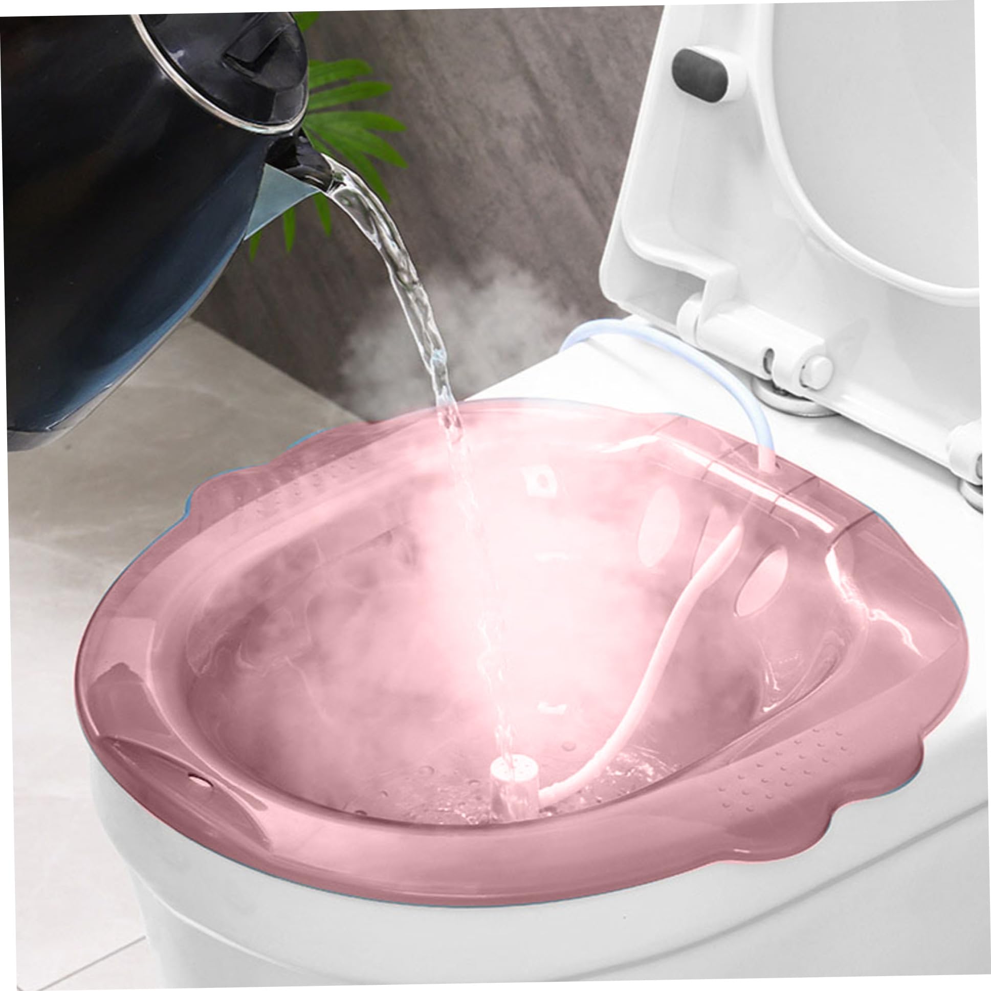 Baño Sitz para el inodoro, sobre el baño Sitz Bath para hemorroides, bidé portátil anti-superflujo con agujeros de drenaje, baños de sitz para hemorroides cuidados privados posparto (rosa)