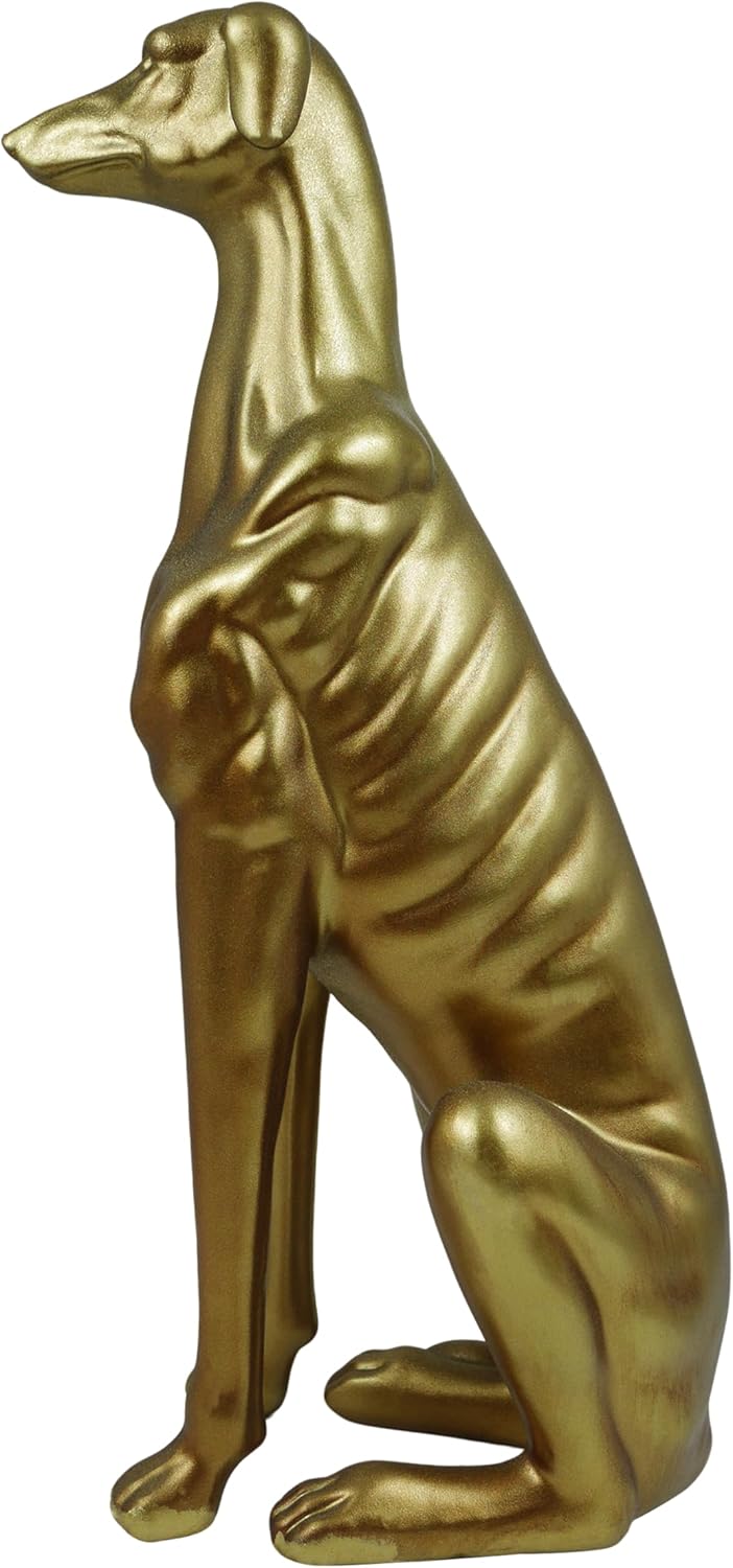 Gold Greyhound Sculpture, 14.5'' Tall Dog Statue for Coffee Table Entryway Bookshelf, Animal Figurines for Modern Home Décor, Housewarmings Birthdays Gifts for Dog Lovers