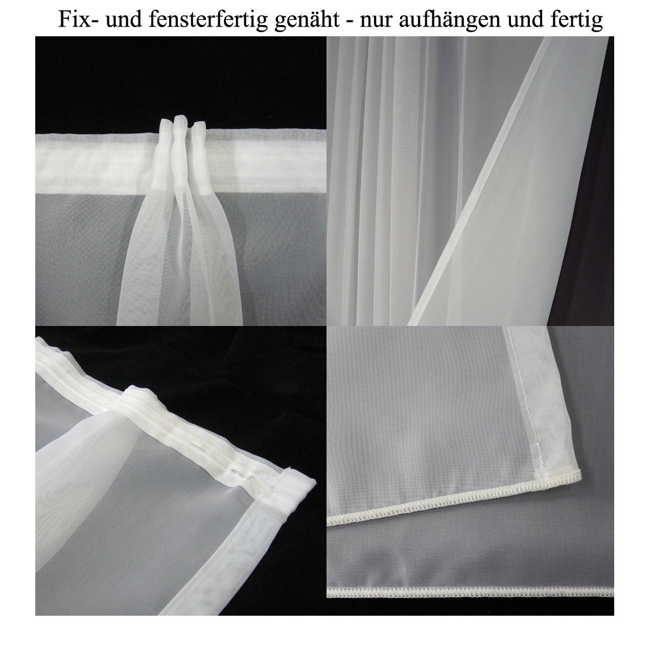 Hochwertige Gardine Fertiggardine Voile Store Schal mit Stickerei Faltenband und Bleiband weiß MALGA 235 x 600 cm (HöhexBreite)