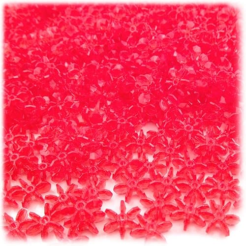 100 cuentas facetadas de plástico transparente Starflake de 0.394 in cuentas rojas de Navidad