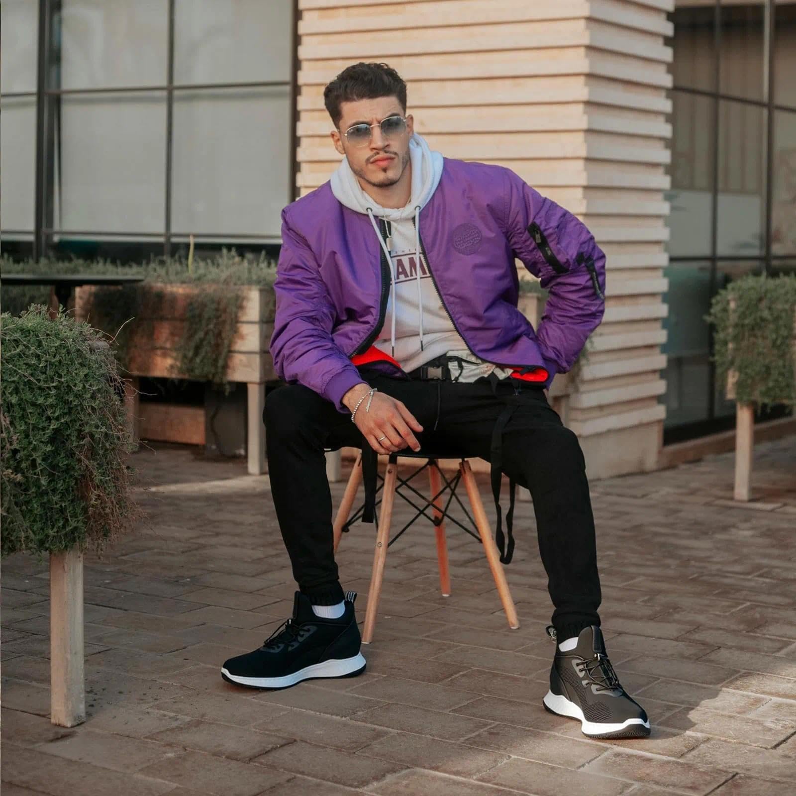 CHAMARIPA Herren Sport-Freizeitschuhe mit unsichtbarer Innenerhöhung | Echtleder-Steigerschuhe mit verdeckter Erhöhung, atmungsaktives Obermaterial, leichte Sport-Freizeitschuhe für Herren.