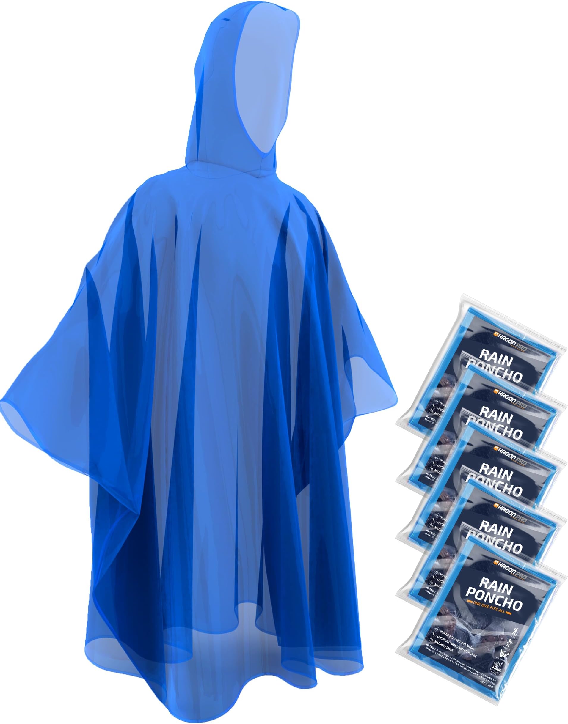 Disposable Rain Ponchos for Adults (5 Pack)