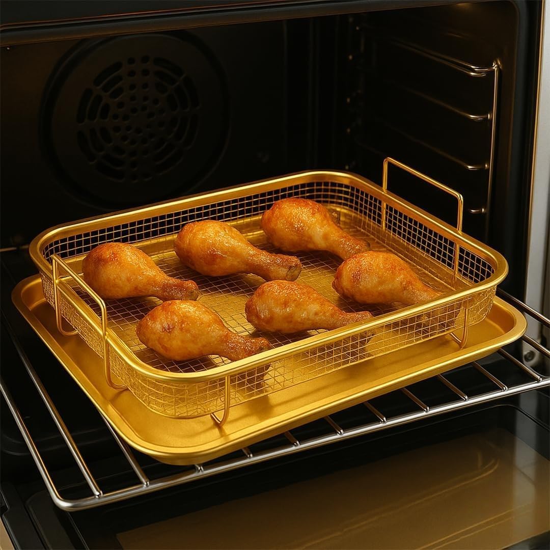 Stainless Steel Mesh Air Fryer Basket And Cooling Rack Combo, Removable Mesh Fryer Basket, Air Fryer Pan Rack, Multi Layer Cooling Rack Air Fryer Accessories For Kitchen And Restaurant Use-image-23
