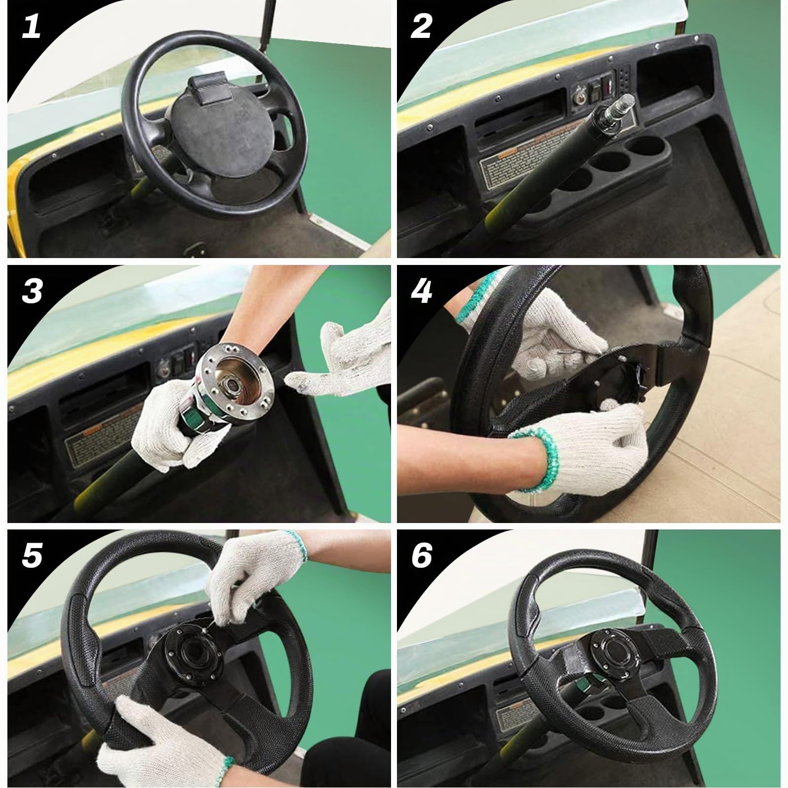 Universal Racing/Golf Cart - Volante de madera, 15 pulgadas, 6 pernos, grano de madera, estilo clásico vintage nostálgico con botones de claxon
