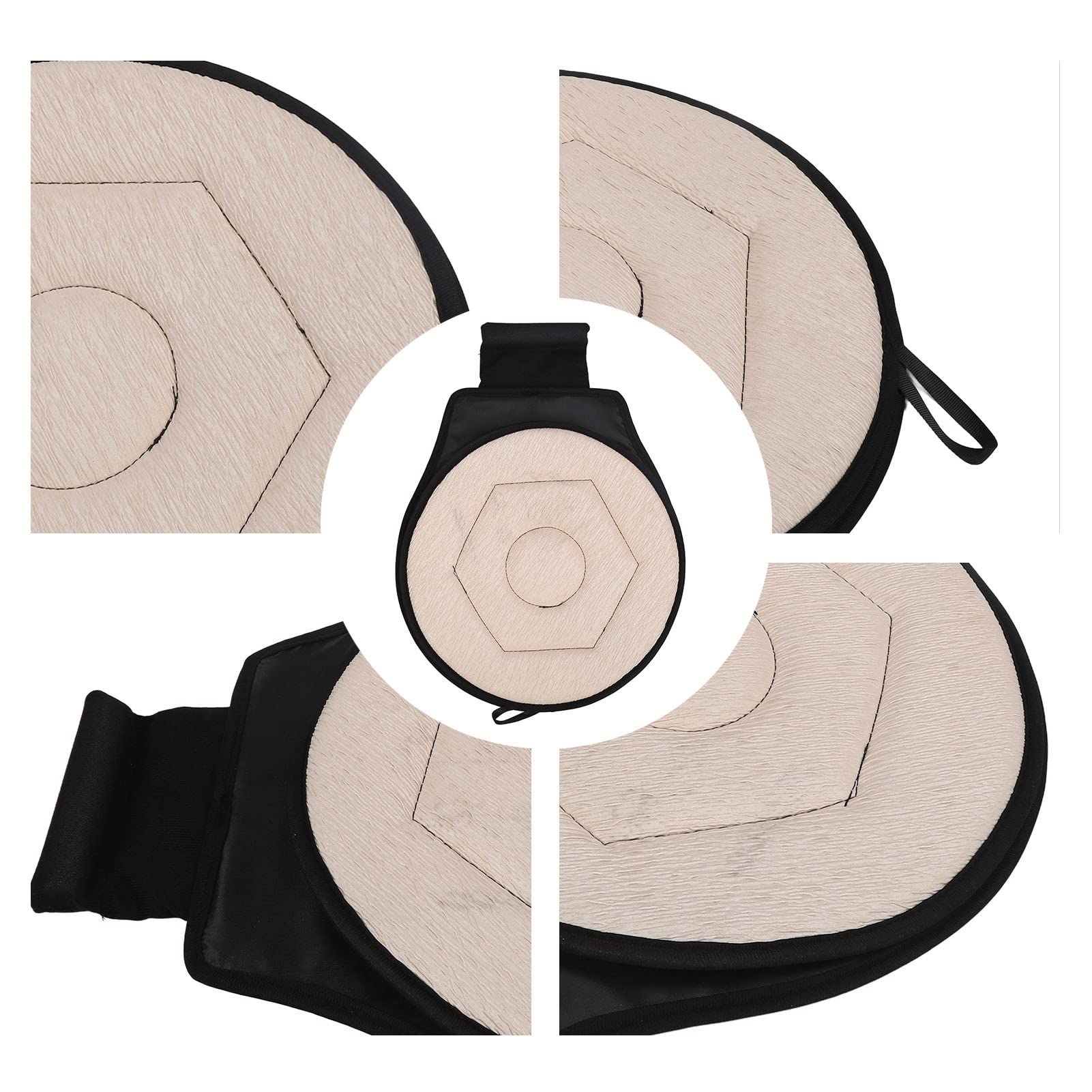 lyrlody Cuscino Rotante per Auto Sedile Girevole 360 Gradi Antiscivolo Trasportabile Traspirante con Fibbia Cintura per Anziani Donne Incinte Bambini (Beige)