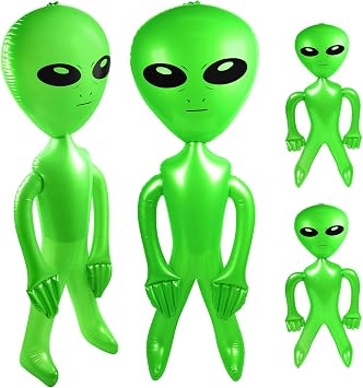 Mototo 4 PCS 63 Inch Giant Inflatable Alien 31.5 Inch Jumbo Blow Up Alien Green Inflatable Balloon for Space Party Decoration UFO Theme Spaceship Party Birthday Halloween Easter Christmas Home, Green