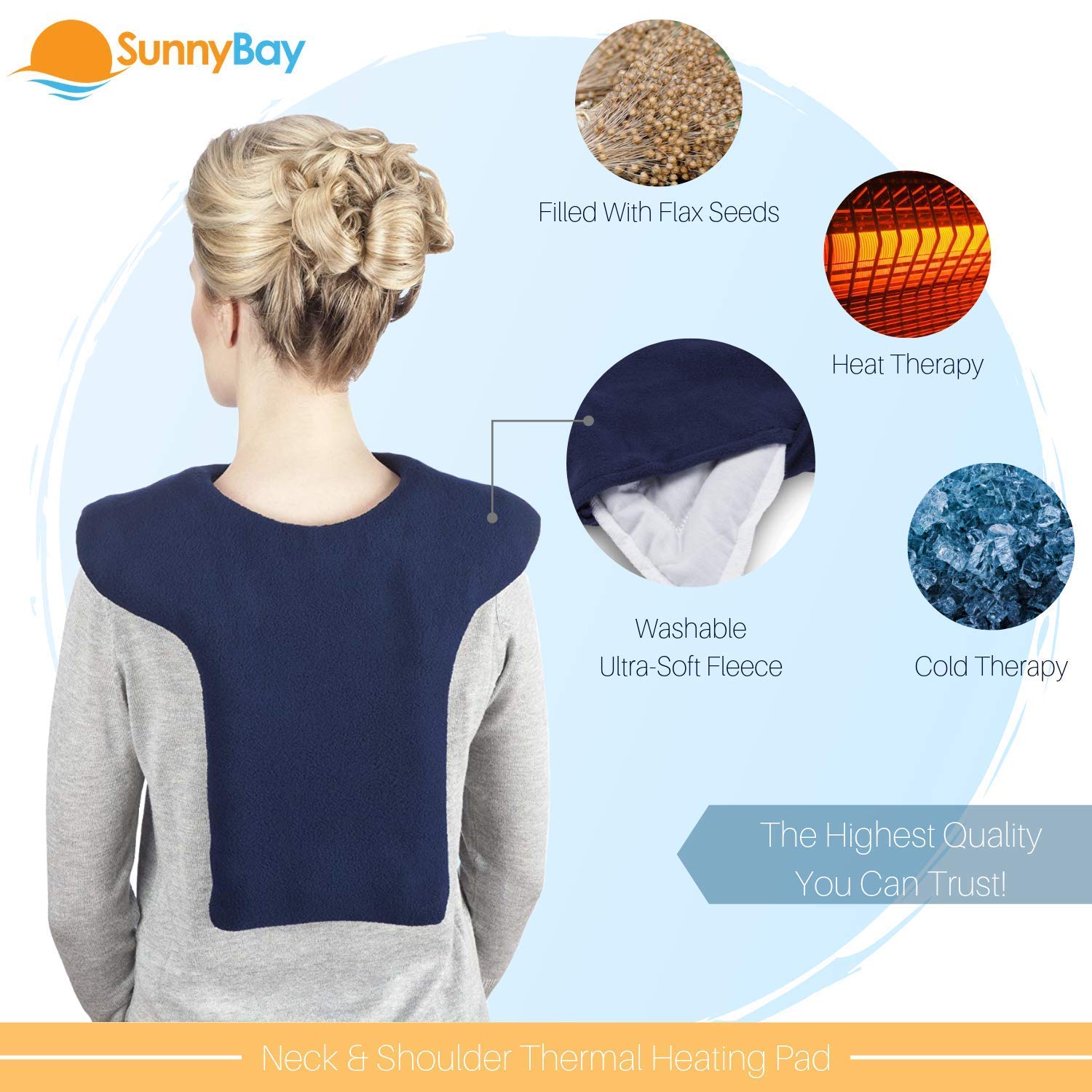 Sunny Bay Microondas hombro y espalda superior Calefacción Wrap, Hecho en EE.UU. Medio Azul marino
