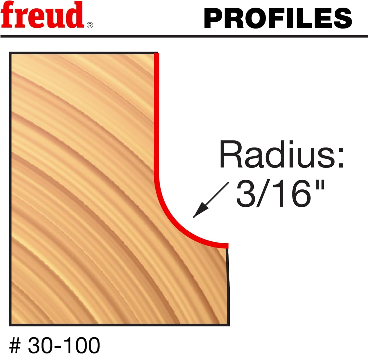 Freud 30-100: 3/16" Radius Cove Bit with 1/4" Shank