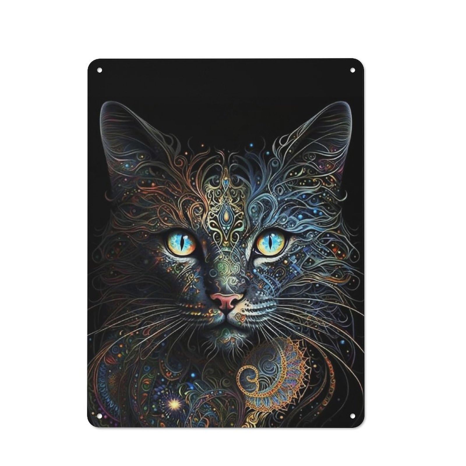 Junmoney Portrait Art Kitty Tin Wall Plaque 40X30cm With For Studio Or Craft Room, For Cooler-Season Styling In Studio And Craft Room