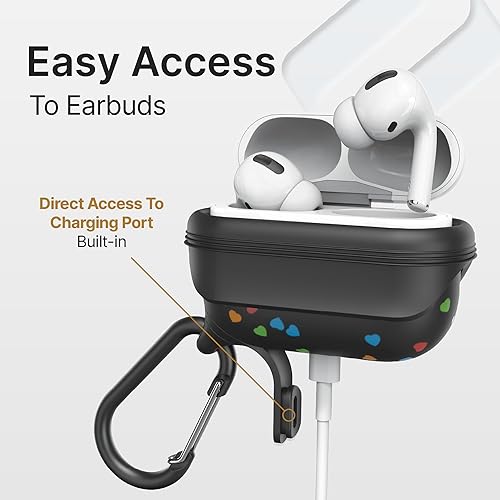 Miniatura 7 de Catalyst - Funda impermeable para AirPods Pro (1 y 2 generación), silicona protectora, carga inalámbrica, mosquetón, a prueba de golpes, sellado de