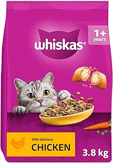 WHISKAS Adult Dry Cat Food 3.8kg with Chicken (Pack of 3)