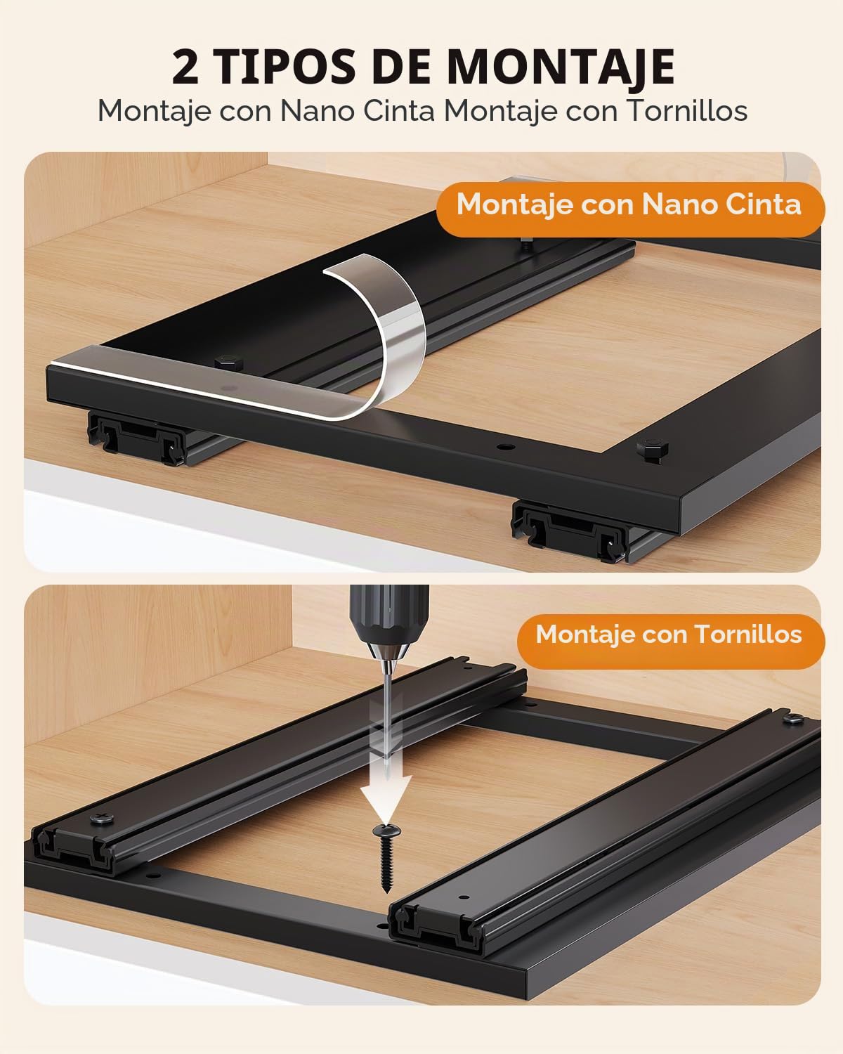 Cajones Extraibles para Cocina, 2 pisos Organizador Cocina, 2 juegos Especieros para Cocina, Construcción Metálica, Negro, 26,3 x 20,7 x 5,7 cm