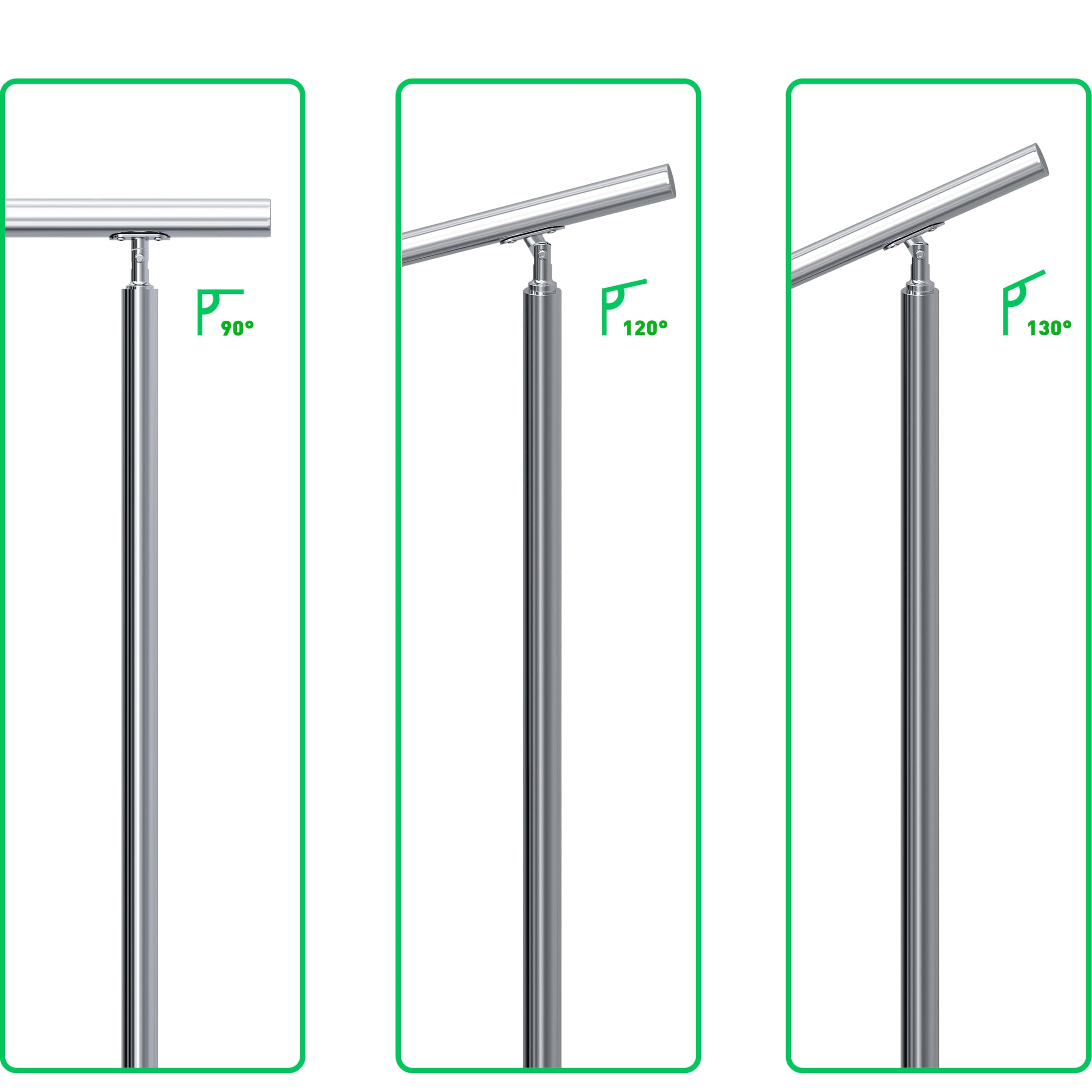 AICA Barandilla de escalera de acero inoxidable - pasamanos de escalera para interior y exterior escaleras, parapeto, balcón (200 cm 3 barras transversales ）