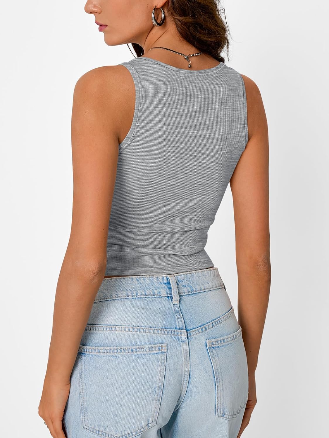 SUNBS Women's 3 Pack Square Neck Tank Tops Sleeveless Ribbed Workout Cute Outfits Summer Cropped Camisole Fashion Clothes - Image 4