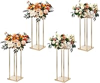 VEVOR 4PCS 23.6" Gold Metal Column Wedding Flower Stands - Geometric Vase Centerpieces for Events, Parties, Receptions
