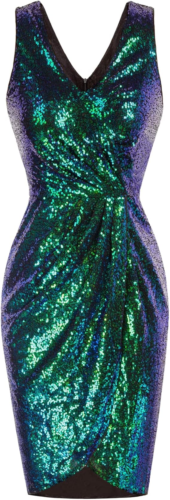 Glittering V Neck Sequin Party Dress for Women