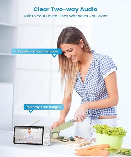 Miniatura 9 de ieGeek Monitor de bebé de pantalla dividida de 5.5 pulgadas, monitor de bebé UHD de 2.5 K con 2 cámaras y audio, luz nocturna, detección de sueño