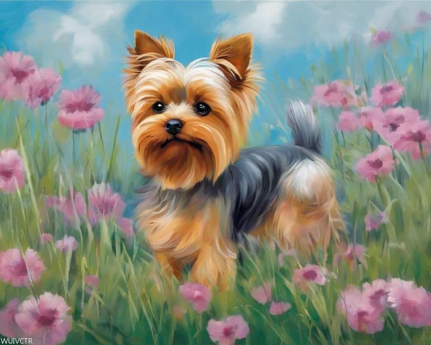 WUIVCTR Paint by Numbers Kits Yorkshire Terrier Dog Paint by Numbers for Adults DIY Oil Painting Art Decor Kits Pre Printed,16x20 inch No Frame