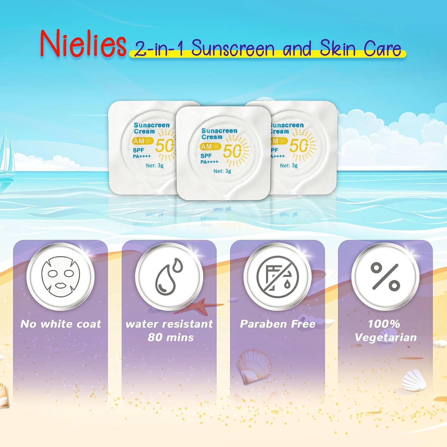 20 Pods Mini Sunscreen Bulk – SPF 50 Travel Size Packets, Small Sunblock for Face & Body, Bulk Sunscreen for Vacation, Beach & Outdoor Use 20 x 0.12 FL OZ