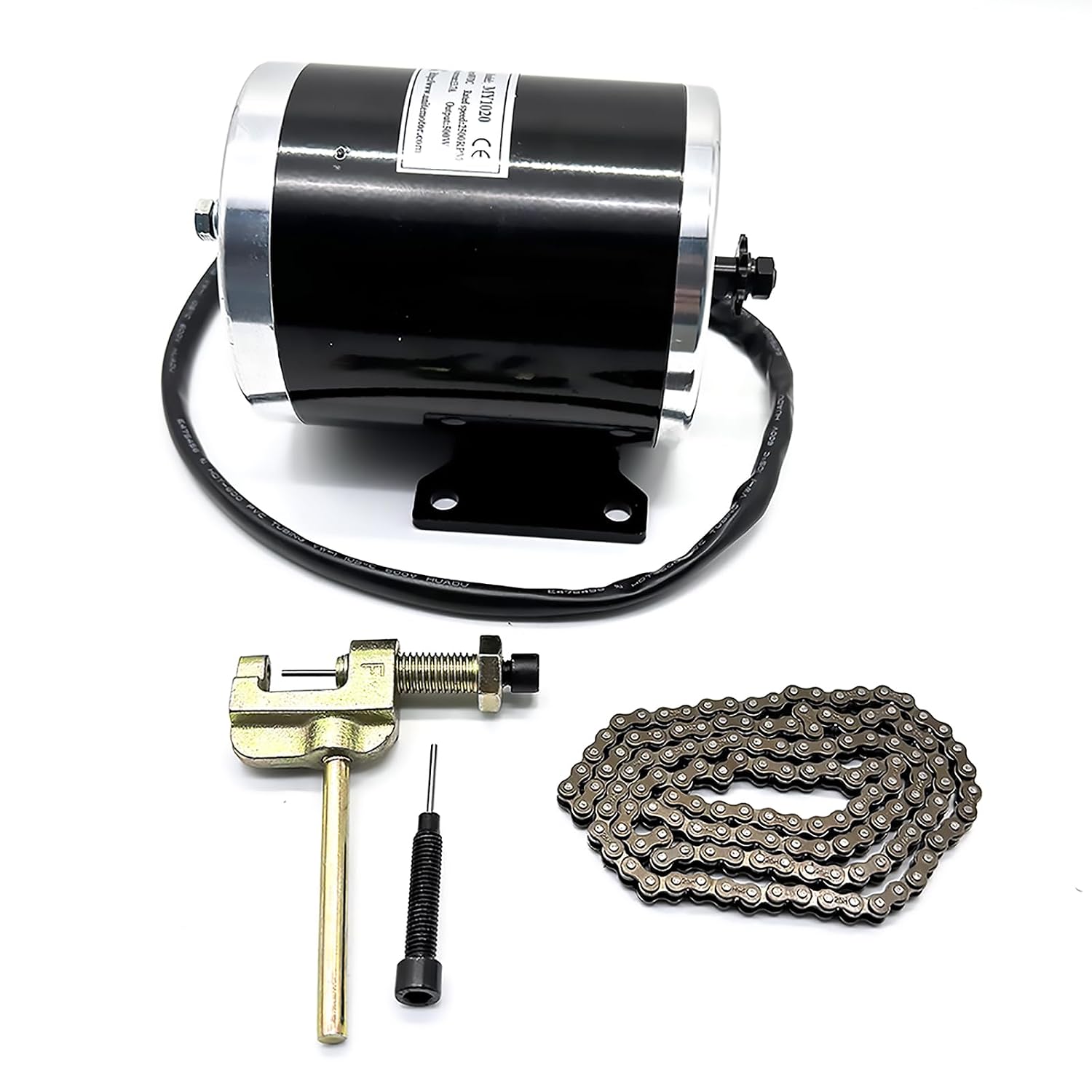 Electric Brushed Motor 48V 500W Brushed DC Electric Motor MY1020 Type Brushed Motor with 25 Roller Chain and Chain Breaker for 4-Wheel Go-Karts,Electric Bicycles,Mini Bike