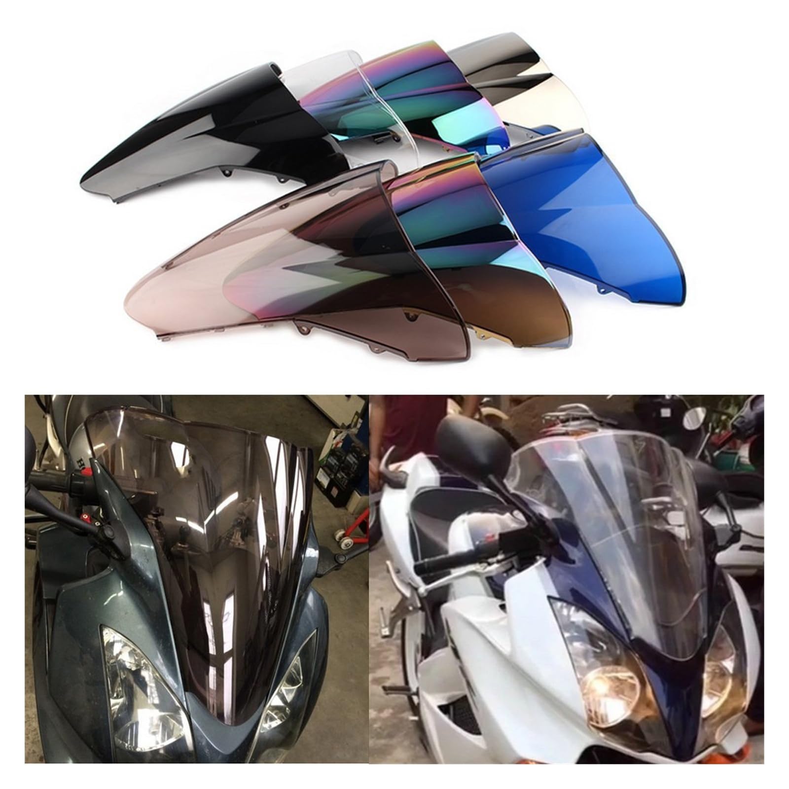 Parabrisas para VFR800 para VFR 800 2002-2012 Parabrisas Doble Burbuja Accesorios Deflectores Carenado Motocicleta Parabrisas Motocicleta carenado (Color : Negro)