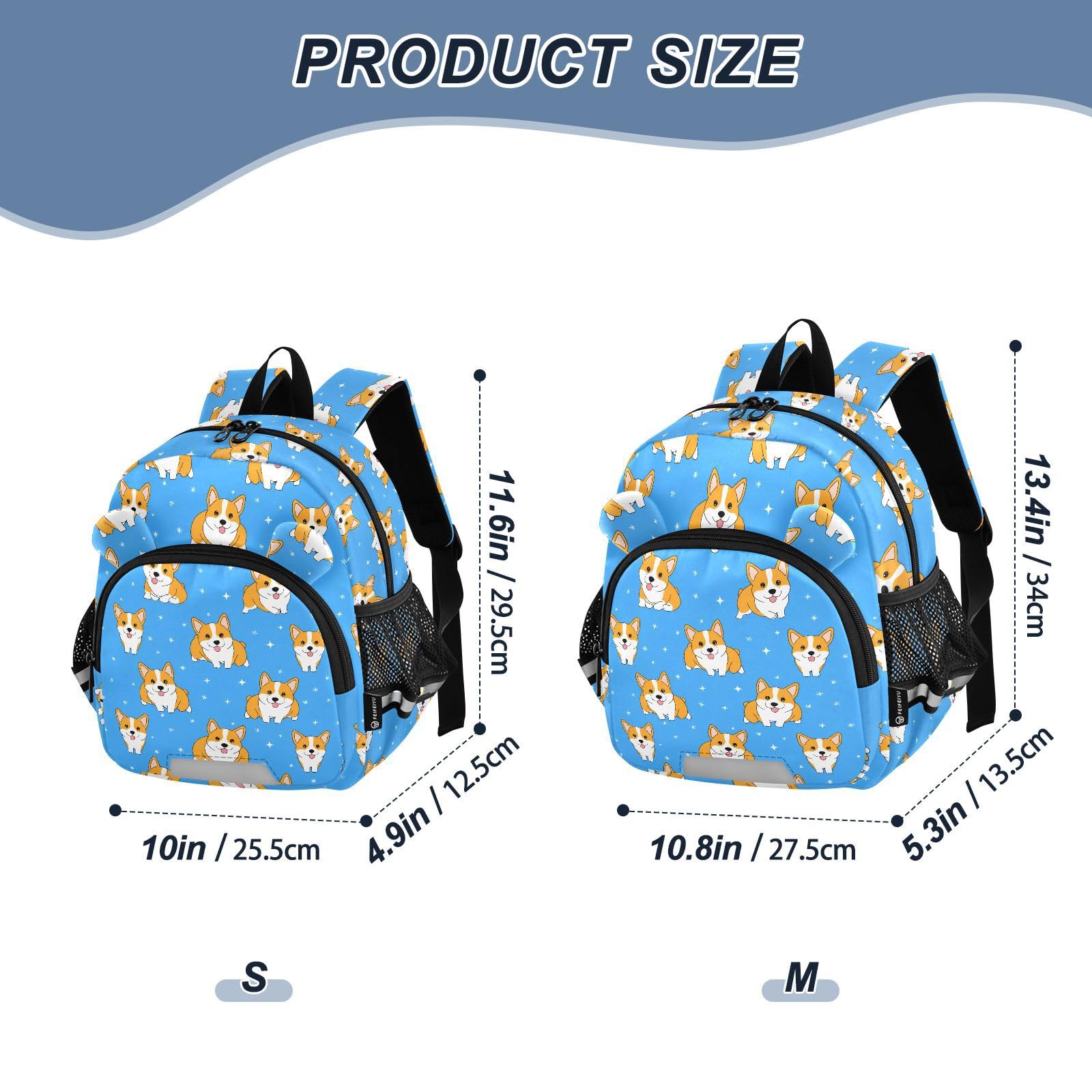 Corgi Star Cartoon Lightblue Toddler Harness Backpack for Boys Girls 3-6 Years Kids Backpack with Anti Lost Safety Leash Baby Protection Backpack for Travel Walking Preschool