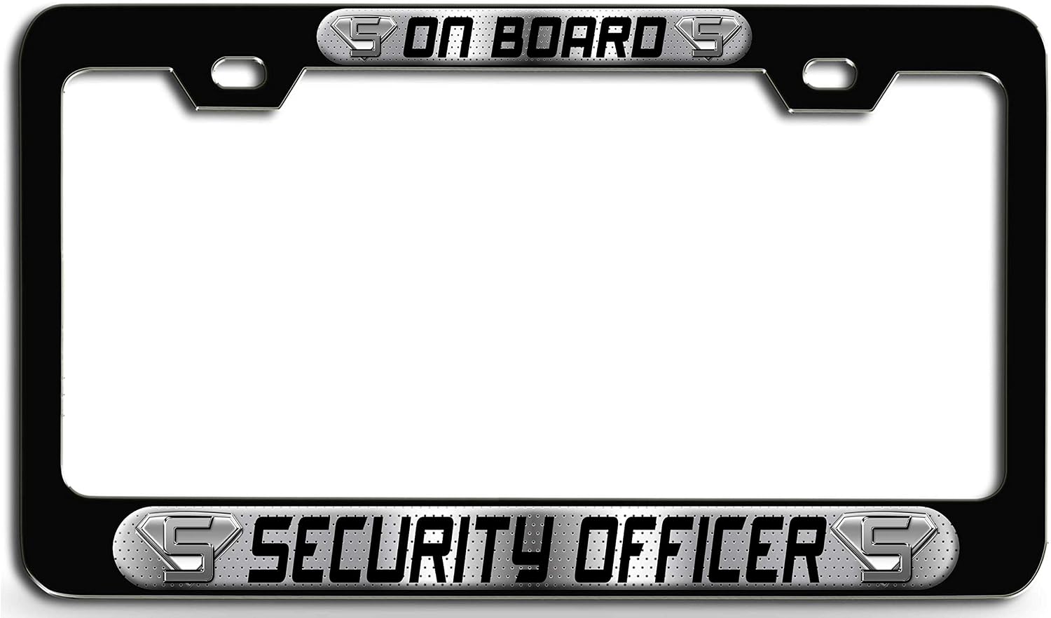 Makoroni - Security Officer ON Board Career Bl 3D Metal License Plate Frame Auto SUV Truck Tag Holder, #m12