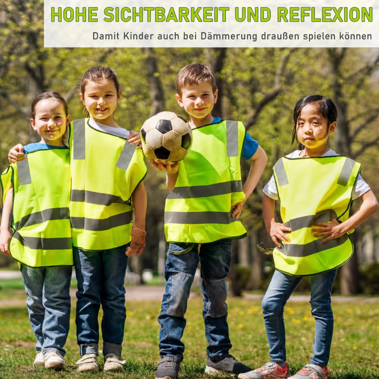 30 Stück Warnwesten für Kinder – Warnweste für Kinder, reflektierende Sicherheitsweste, neon-gelbe Verkehrssicherheitsweste für Schüler, zum Laufen, Radfahren und Ausflüge