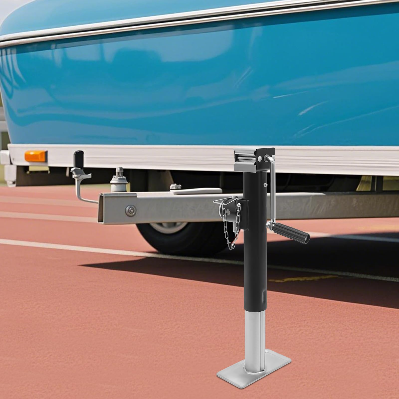 Béquille de remorque lourde 1T (1000 kg) avec manivelle, pied de support réglable et stable, support de stationnement robuste pour remorque de voiture, caravane, caravane