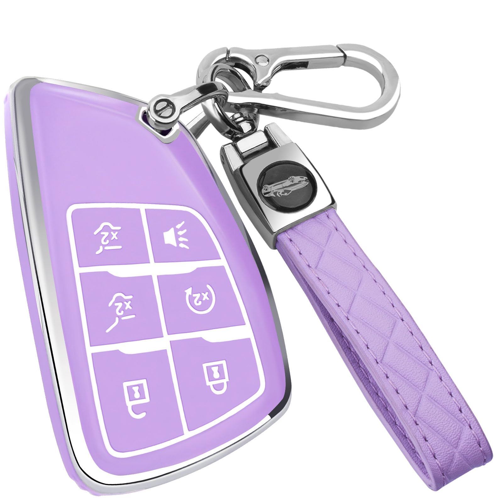 XIYANG TRADE for Chevy Key Fob Cover with Keychain,Key Case Shell TPU Protection Compatible with Chevy GMC Yukon Denali Tahoe Suburban Equinox Traverse Silverado Terrain Buick Envision（Purple）