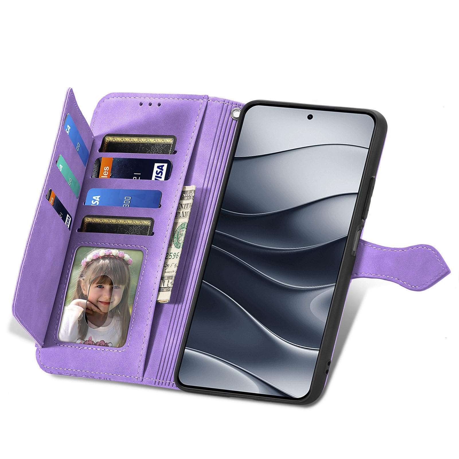 Custodia A Portafoglio JIUNINE Con Farfalle 3D Per Redmi Note 14 5G / Poco M7 Pro 5G - Pelle PU, Slot Carte, Chiusura Magnetica, Blu