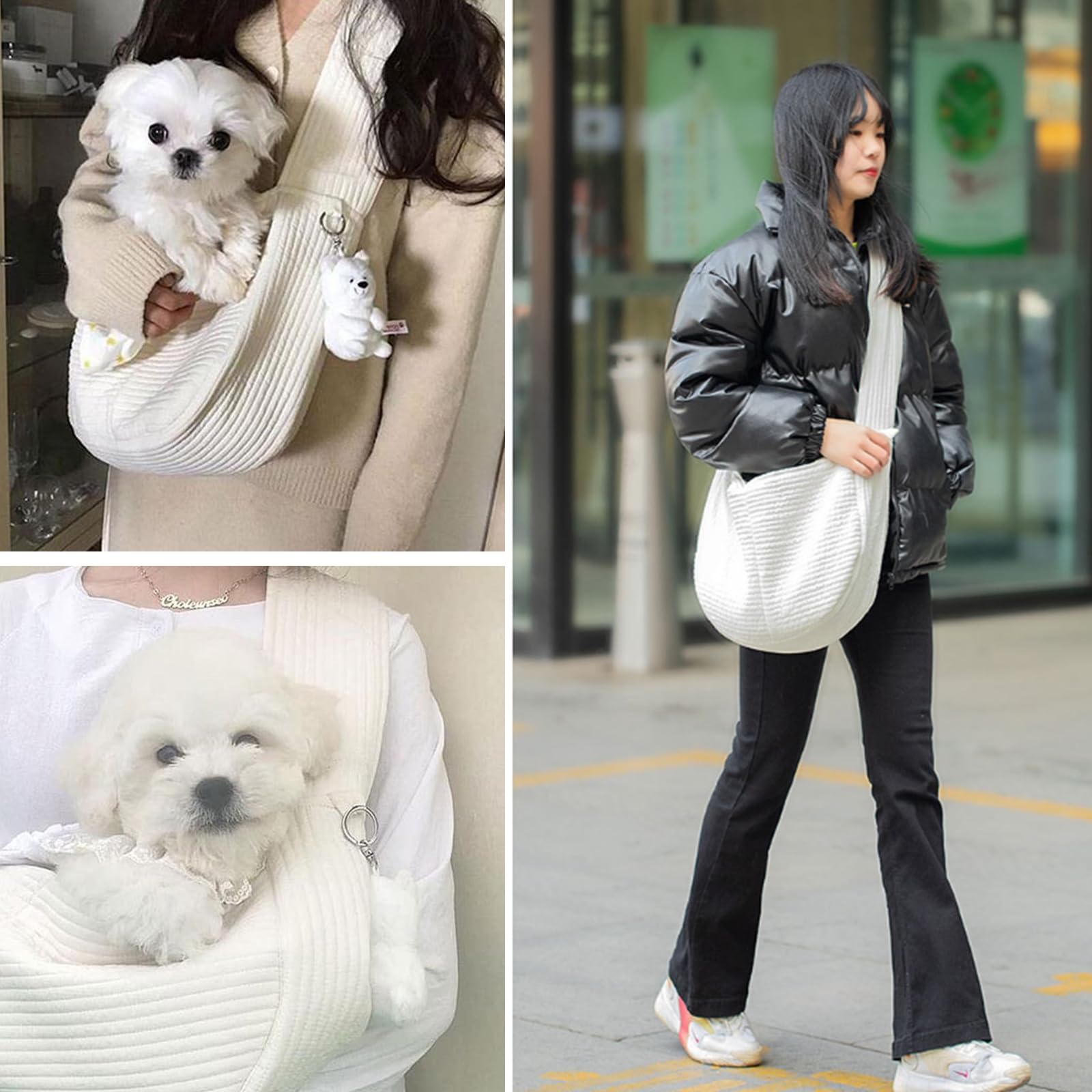 Sac Bandoulière pour Chien et Chat,Tianher Sac Transport Portable Mains Libres pour Animaux de Compagnie à Bandoulière Large et Respirant, Adapté aux Petits Chiens et Chats (Small)