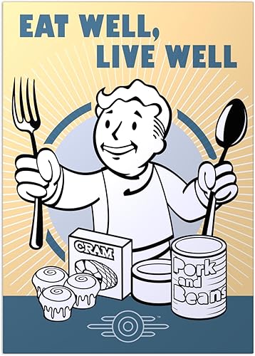 Letrero de metal retro de 6 x 8 pulgadas, decoración de pared moderna de metal con texto en inglés "Eat Well Live Well", letrero de aluminio retro