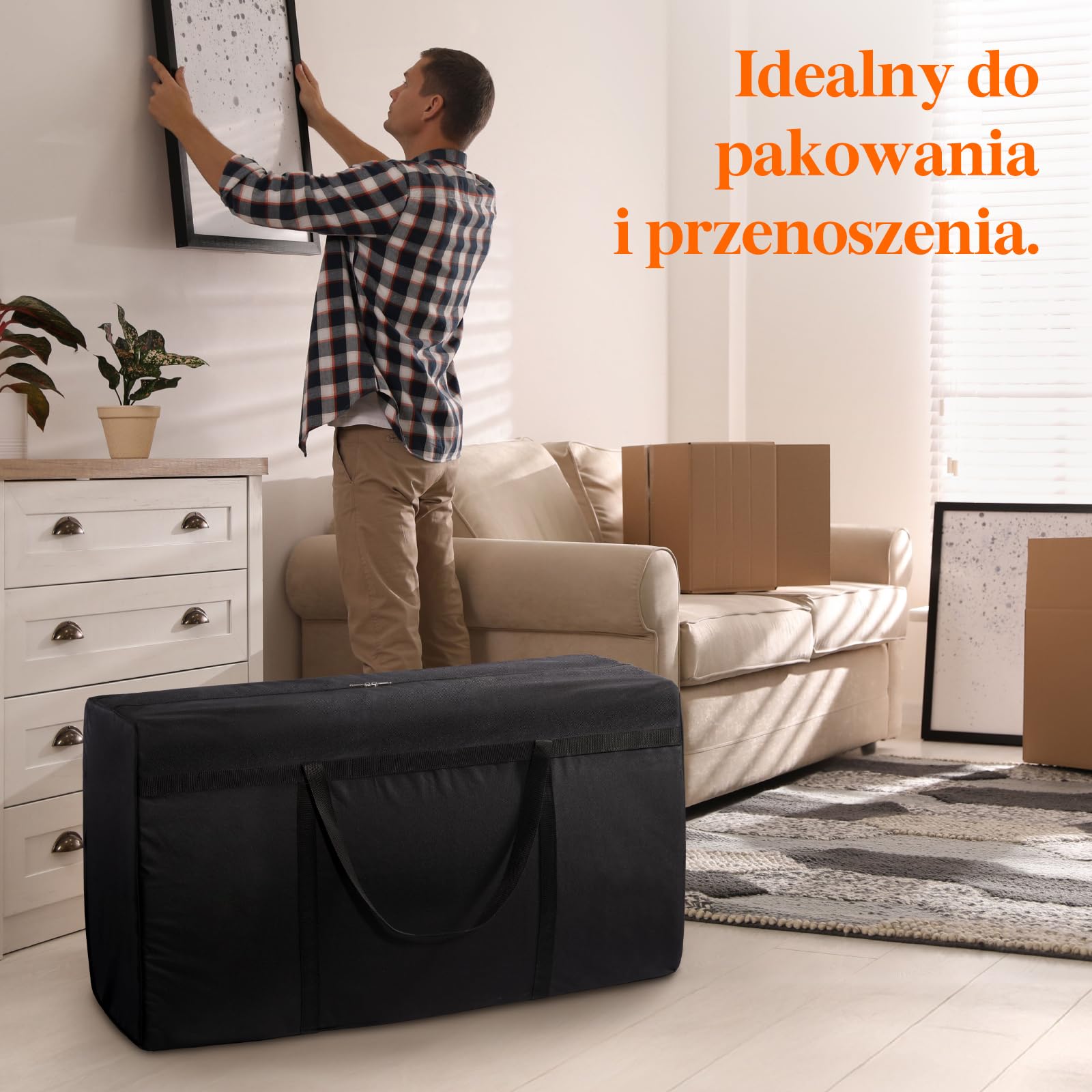 Lifewit Extra Large Storage Duffle Bag for Travel, duża składana torba ze wzmocnionymi uchwytami na ubrania, oszczędzająca miejsce, duża torba do przechowywania z zamkiem błyskawicznym, 180 l, czarna