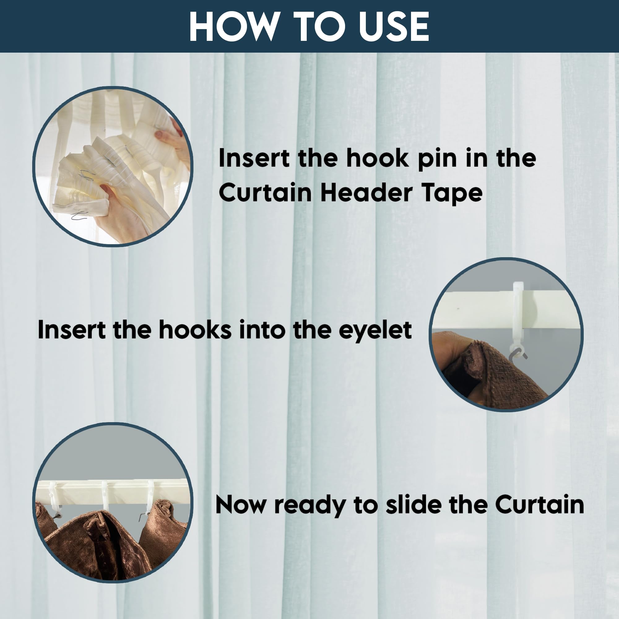 Yuhman 120 Pack Metal Curtain Hooks - Image 3