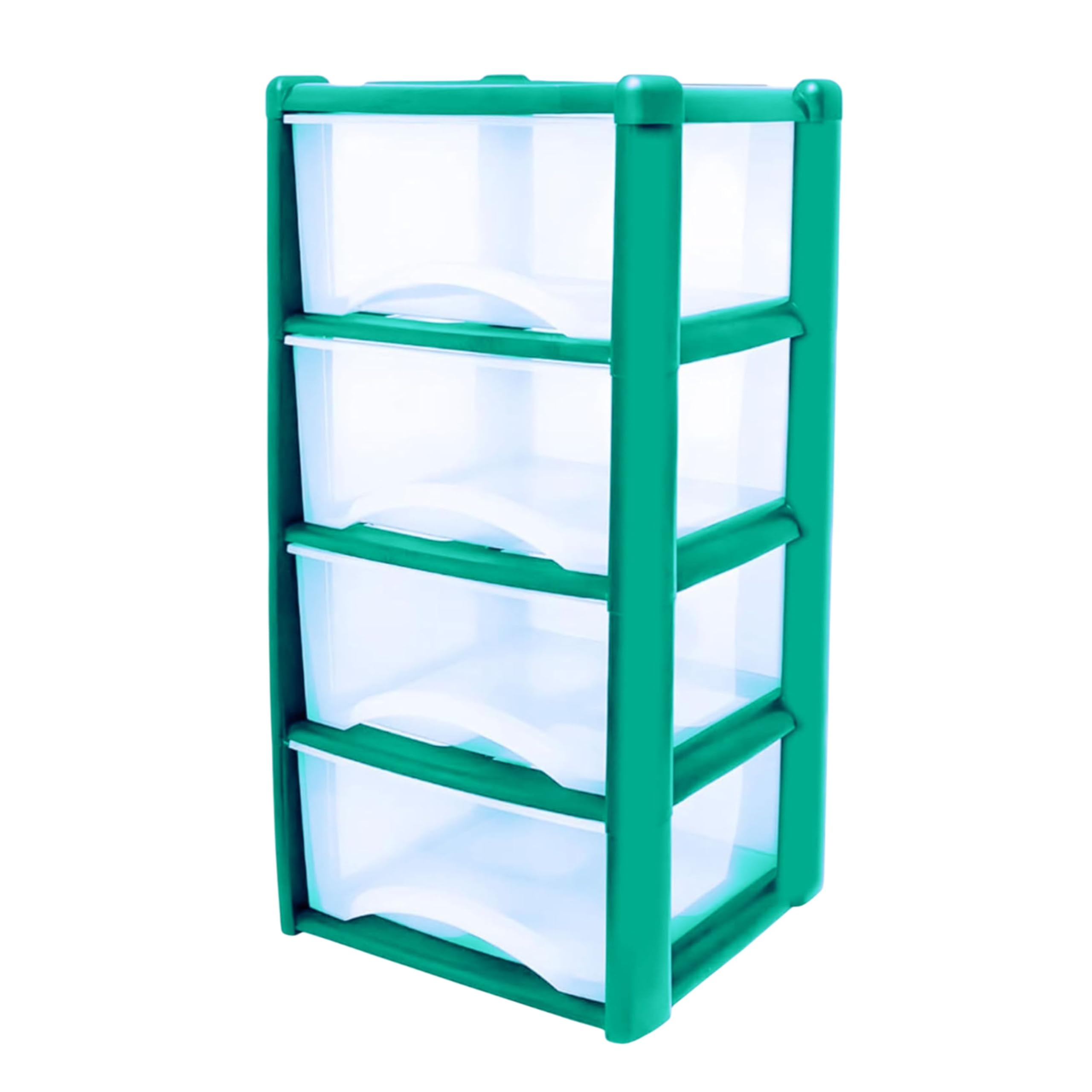 Neat. 4 Plastic Storage Drawers, Space-Saving Draws for Office & Home, Drawers Storage Unit - Durable Storage Draws - Storage Drawers Unit - H80cm x L39cm x W39cm -Light blue