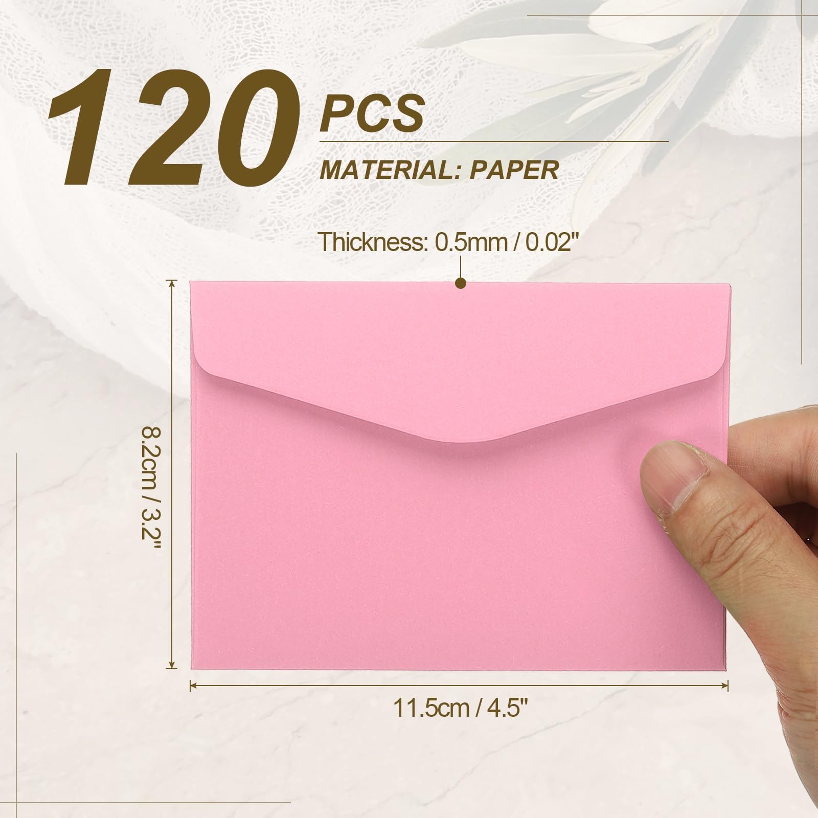 PATIKIL 120Pcs Gift Cards Envelopes, 110GSM Paper Colored Mini Envelopes Small Card Holder for Business Mailing Invitations Greeting Weddings Party, Pink, 4.5 x 3.2 Inches - Image 2