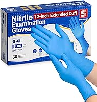 Vista 1 de Schneider - Guantes de examen de nitrilo, puño extendido de 12 pulgadas, tamaño XL, caja de 50 unidades, 4 mil, guantes desechables sin látex, sin