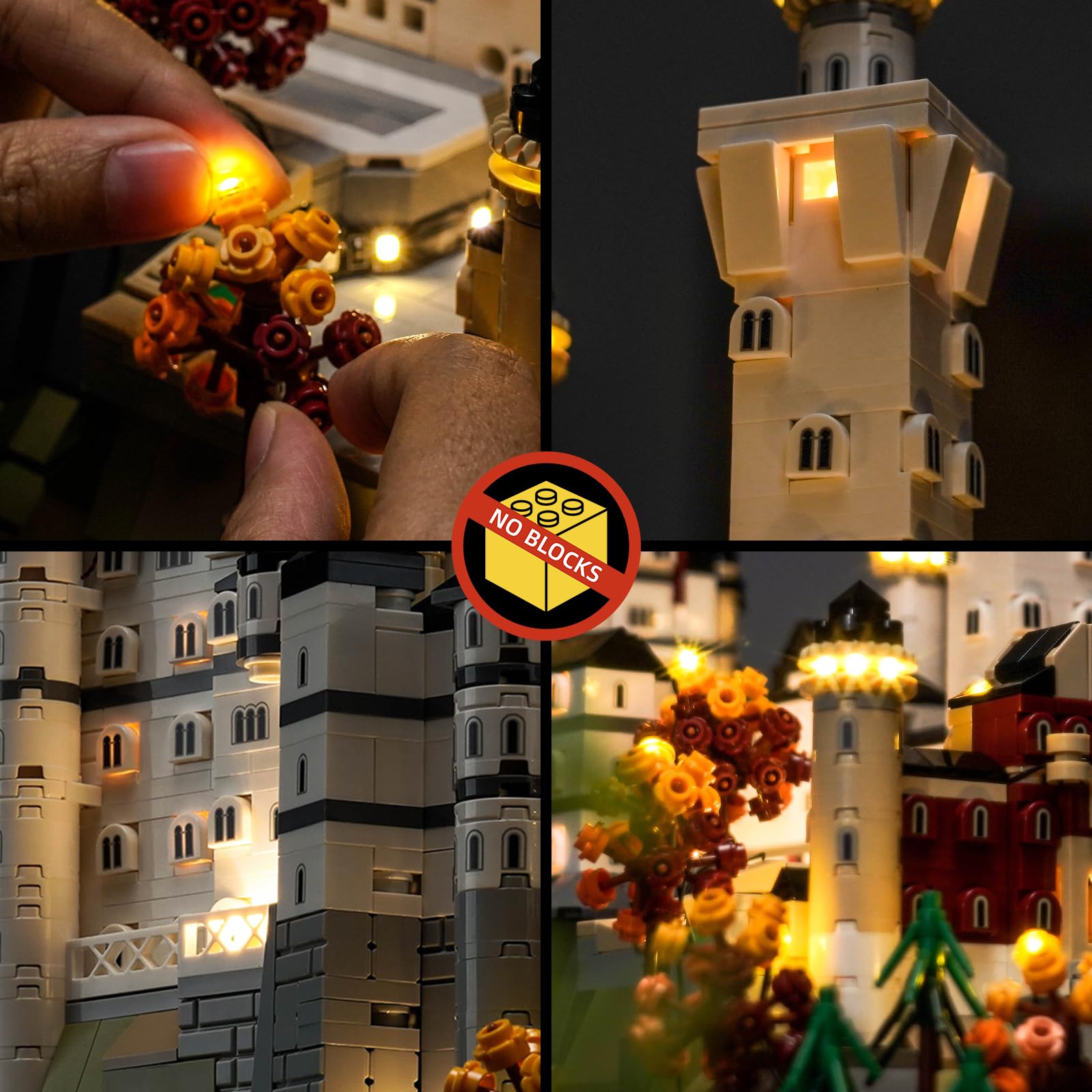 BrickBling Touch Dimmer Schalter Led Licht Set Kompatibel mit Lego Neuschwanstein Castle 21063 (Kein Modell), Dekorationsbeleuchtungsset Compatible with Lego Neuschwanstein Castle Kreative Spielzeug