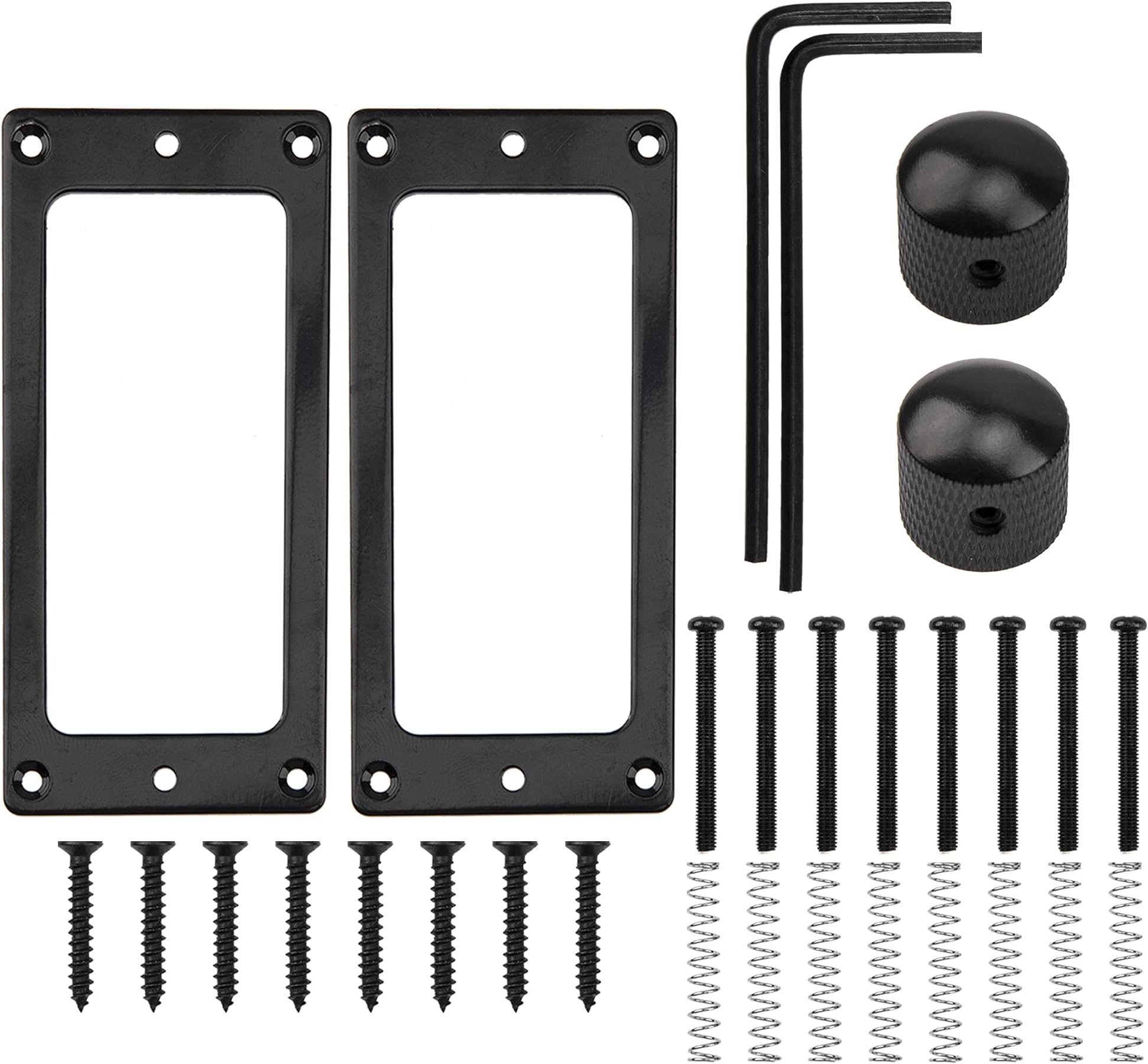 - 1Set Yootones Metal Flat Humbucker Cover Electric Guitar Pickup&Double Coil Pickup Frame Ring Mounting Screws Springs Suit&Electric Guitar Knobs Compatible with Electric Guitar Accessory (Black)