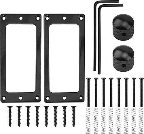 1 juego de cubierta humbucker plana de metal Yootones para pastilla de guitarra eléctrica y doble bobina, marco de recogida de anillos de montaje