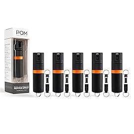 POM Premium Pepper Spray Keychain, Quick Release Access Flip Top Safety, Police Grade OC Formula with UV Marking Dye, 25 Precision Bursts, 10 Foot Effective Range, Made in USA