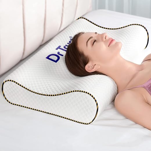 Dr Trust USA 355 Orthopedic Memory Foam Pillow | Cervical Pillow for Spondylitis Neck &amp; Shoulder Pain Relief | Extra Curve