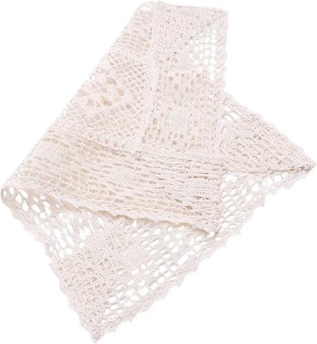 Mantel de encaje decorativo vintage, mantel bohemio, rústico, posavasos de vidrio para bebidas, mantel de encaje, postre de algodón, 1 pieza