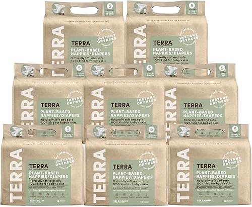 Miniatura 2 de Terra Pañales de tamaño 5 85% pañales a base de plantas, ultra suaves y libres de químicos para pieles sensibles, absorción superior para pañales de