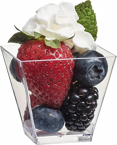 Miniatura 7 de zappy Mini tazas de postre de 2 onzas de 100 unidades con cucharas doradas, mini tazas de postre cuadradas, vasos de postre de 2 onzas, mini cubo,
