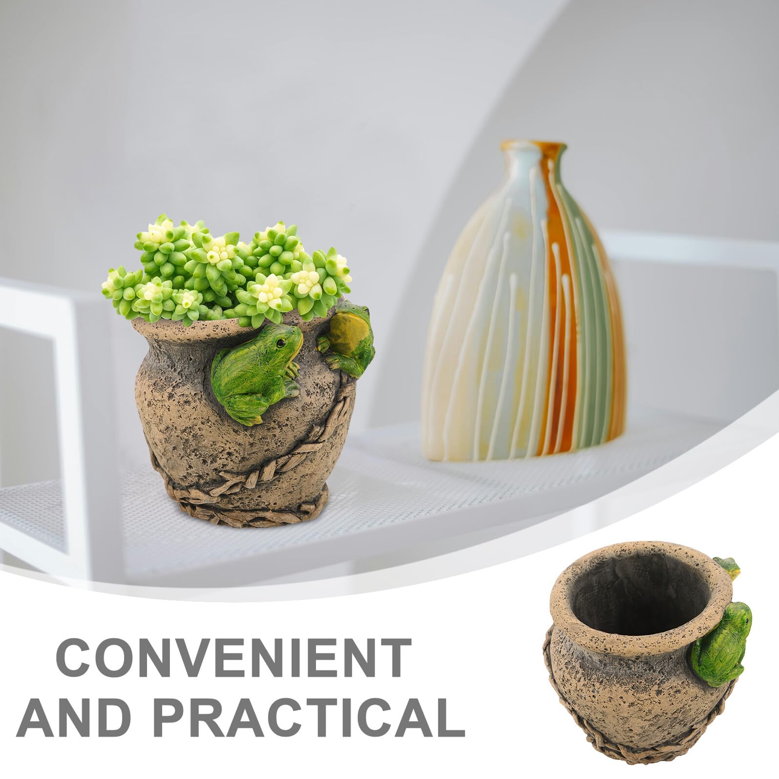 Anneome Mała Ceramiczna Doniczka Kształcie Żaby Ręcznie Wykonany Dekoracyjny Doniczek Sukulenty i Bonsai Ozdobny Pojemnik Rośliny Do Domu i Ogrodu