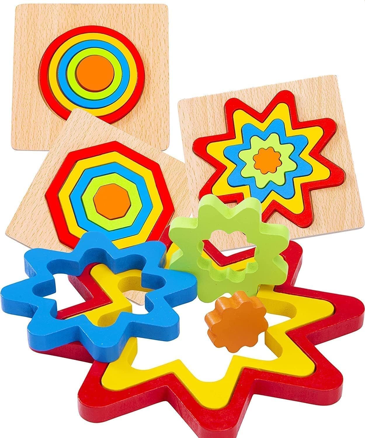 Rainbow Shape Sorting Puzzle Toys Toddlers Activities Preschool Learning Early Educational Toys For Kids Age 1 2 3 4 Year Old (Pack Of 3)